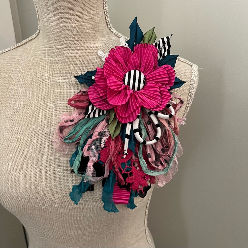 Scrappy Fabric Flower Pin